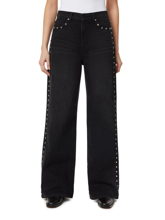 Habitual Gemma Wide Leg Jeans with Stud Detail Jet Black