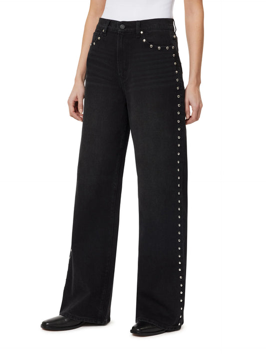 Habitual Gemma Wide Leg Jeans with Stud Detail Jet Black