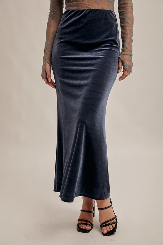 HEM & THREAD VELVET MAXI SKIRT