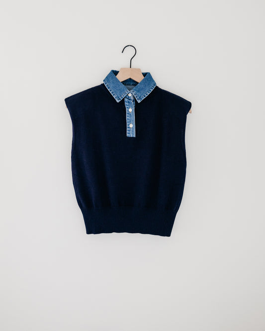 Elan Mix Media Cap Sleeve Sweater