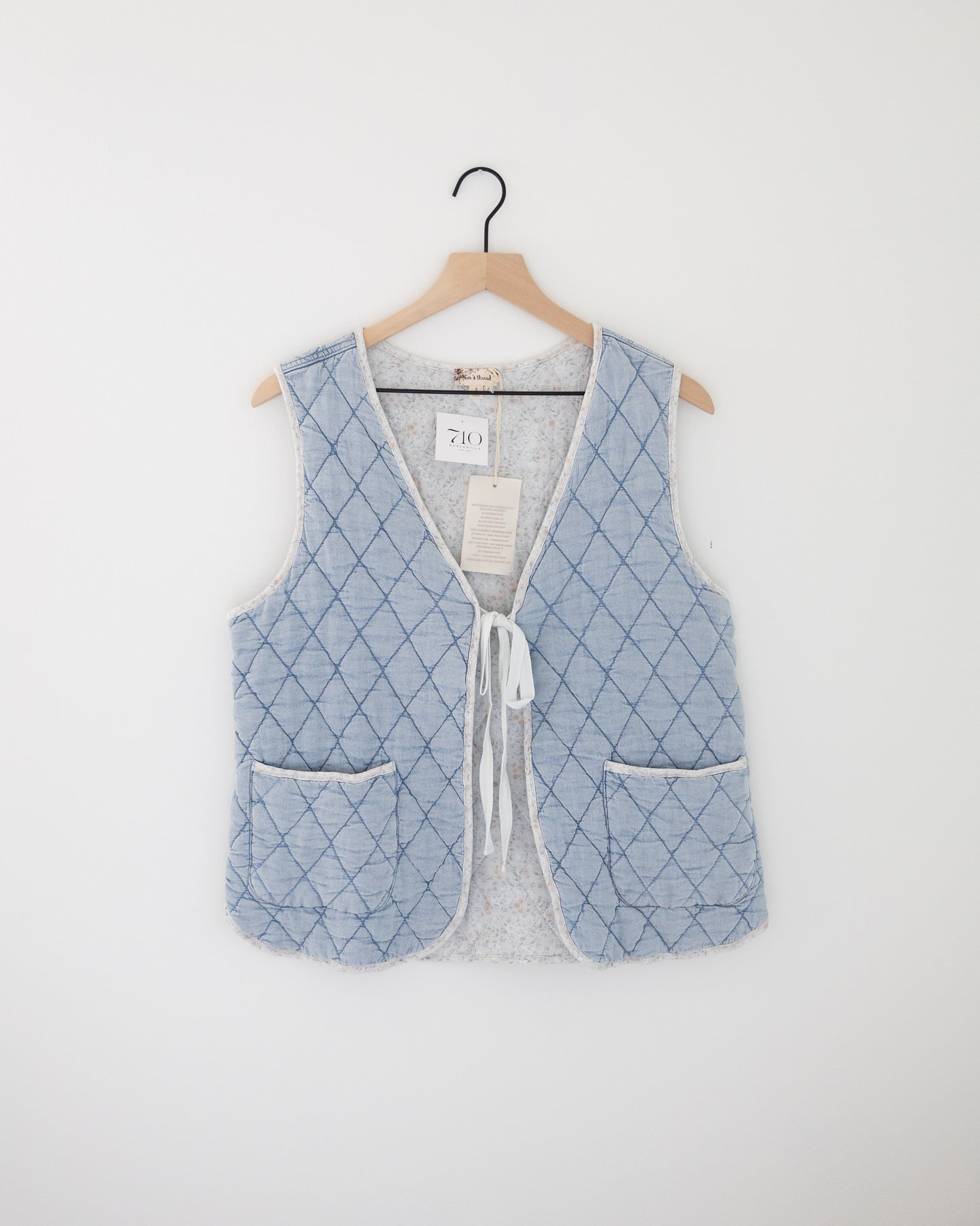 Hem & Thread Quilted Denim Vest