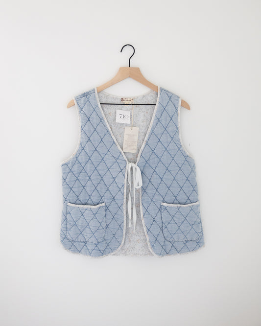 Hem & Thread Quilted Denim Vest