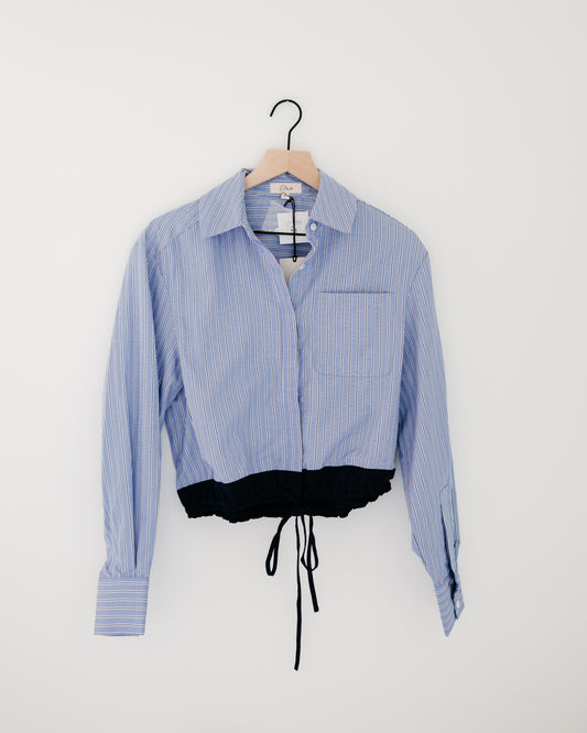 Elan Long Sleeve Button Down Tie Waist Top