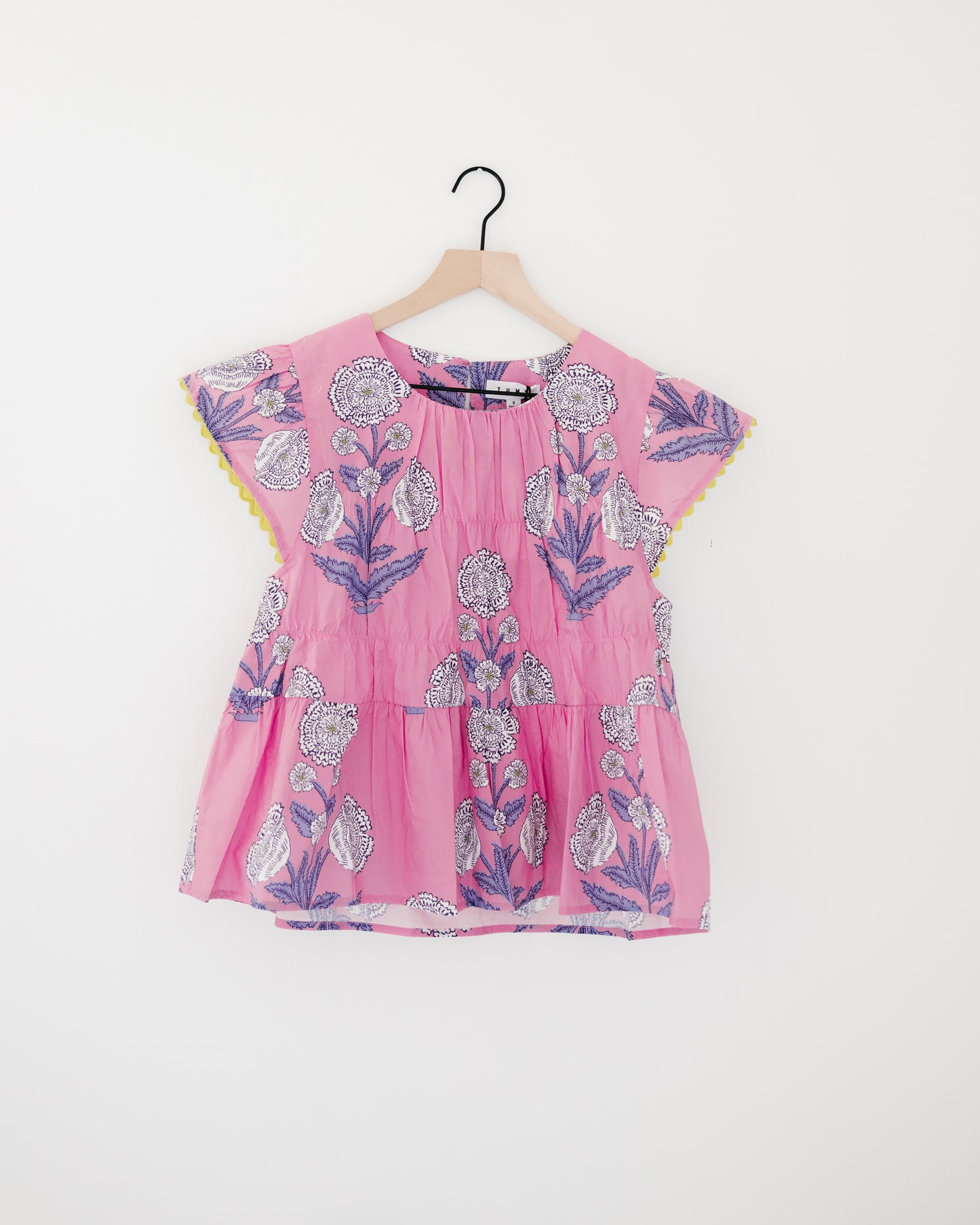 THML Ruffle Sleeves Floral Pattern Top