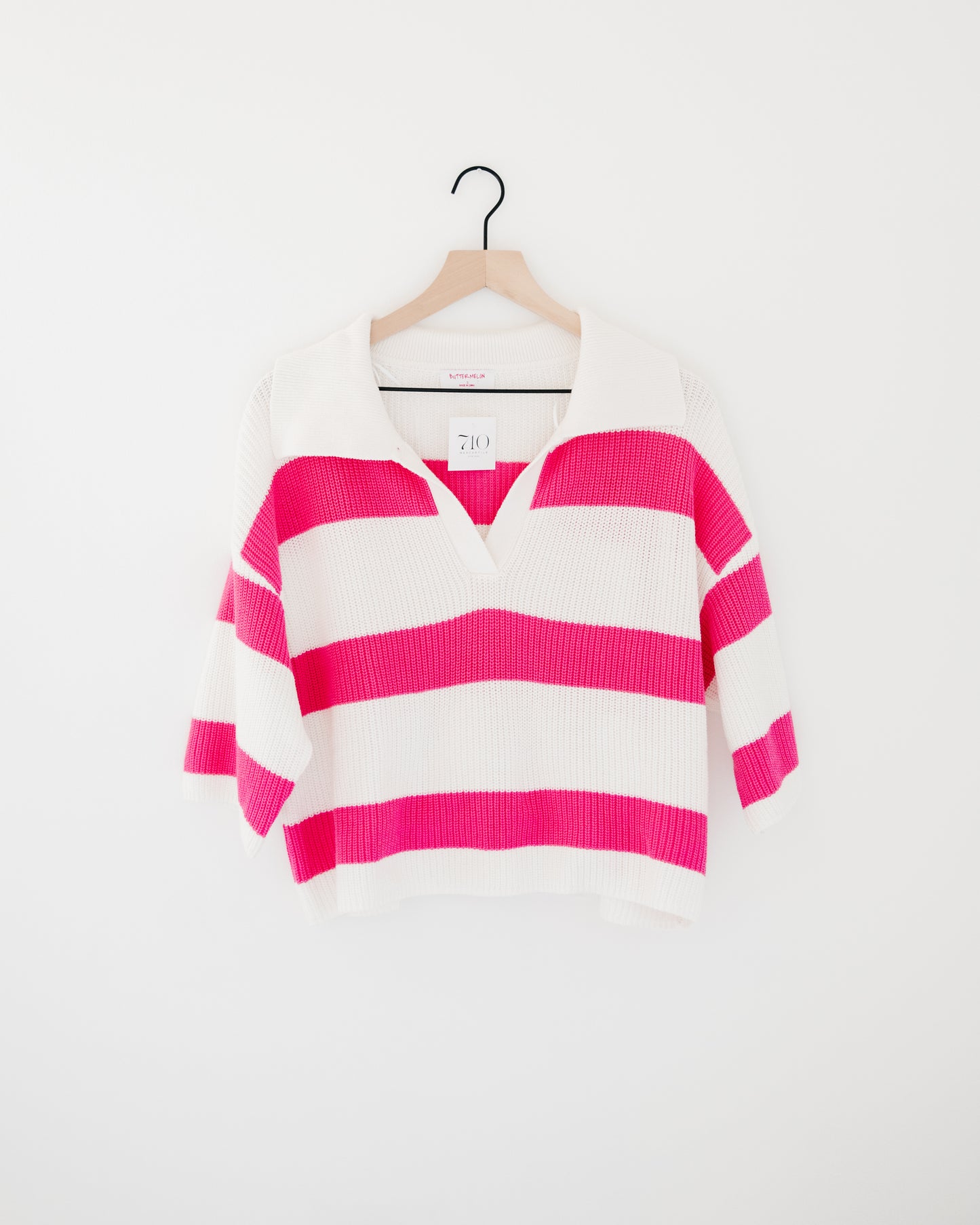 Buttermelon V-Neck Striped Sweater