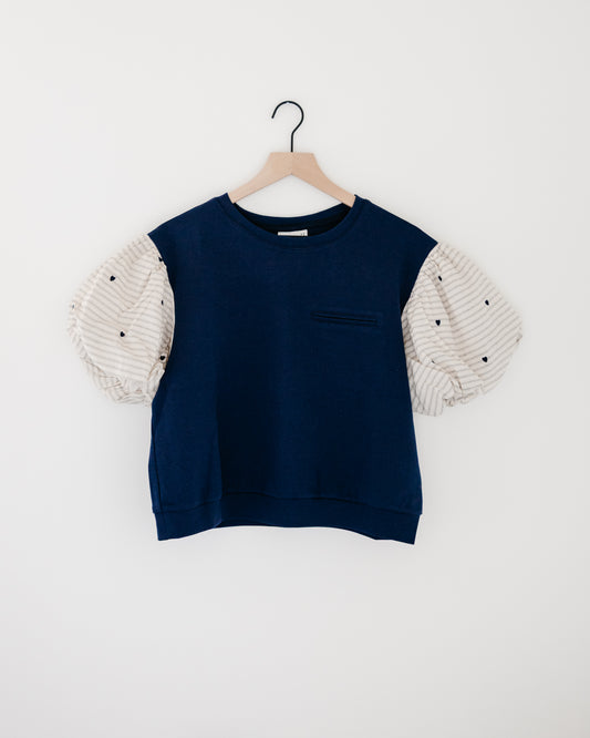 The Greii Heart Detail Puff Sleeve Knit Top