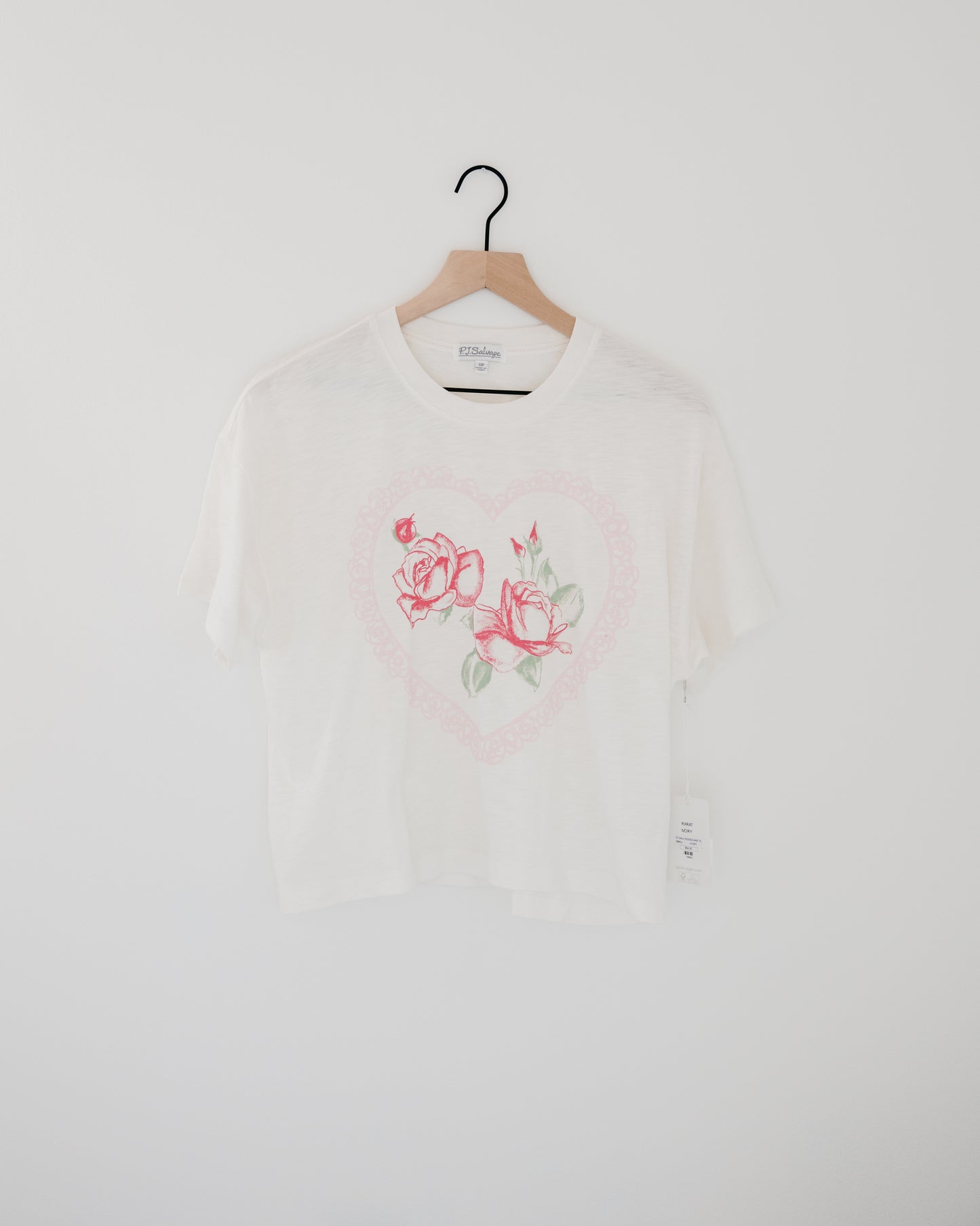 PJ Salvage Roses Are Pink Heart Bloom Graphic T-Shirt