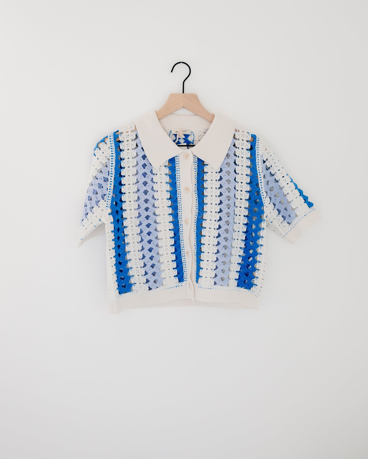 Mystree Crochet Buttoned Polo Knit Shirt