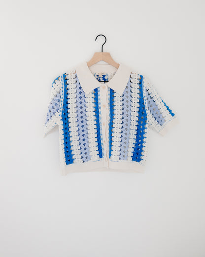 Mystree Crochet Buttoned Polo Knit Shirt