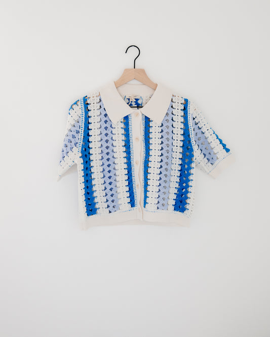 Mystree Crochet Buttoned Polo Knit Shirt