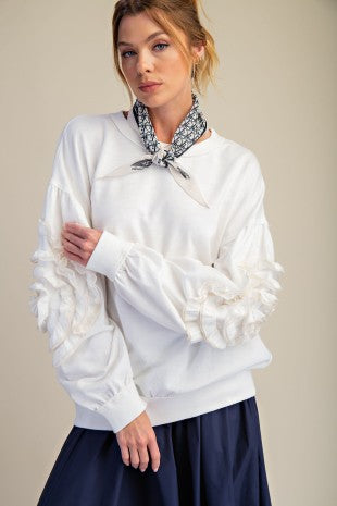 Easel Floral Patch Washed Terry Pullover