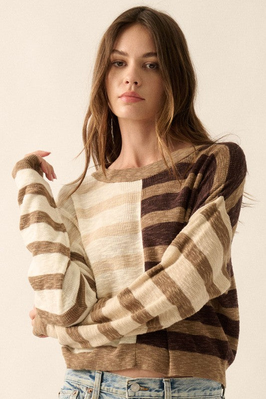 Promesa  Contrast RIb Knit Sweater