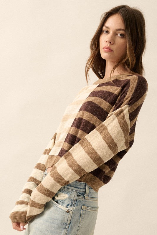 Promesa  Contrast RIb Knit Sweater