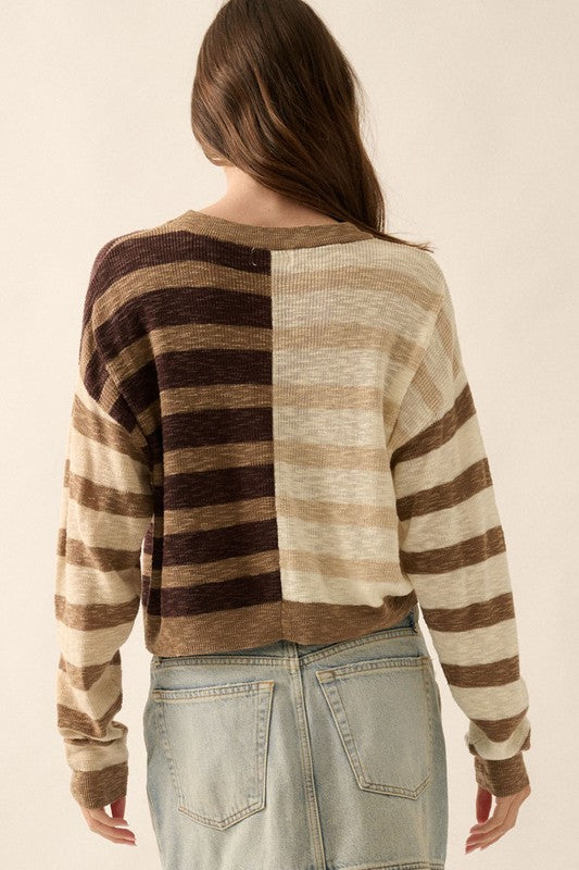 Promesa  Contrast RIb Knit Sweater