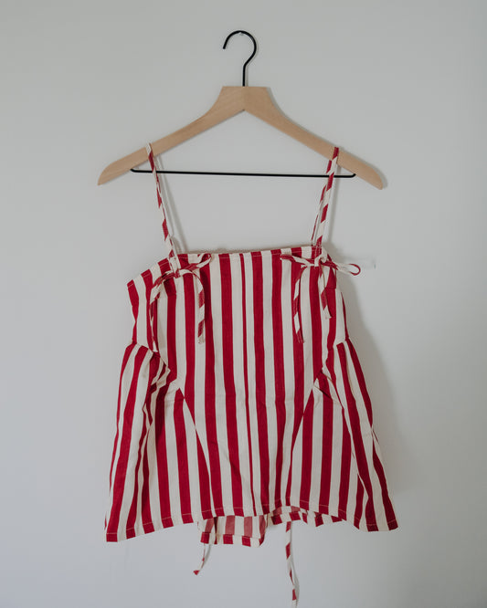 Stripe Gathered Side Detail Top