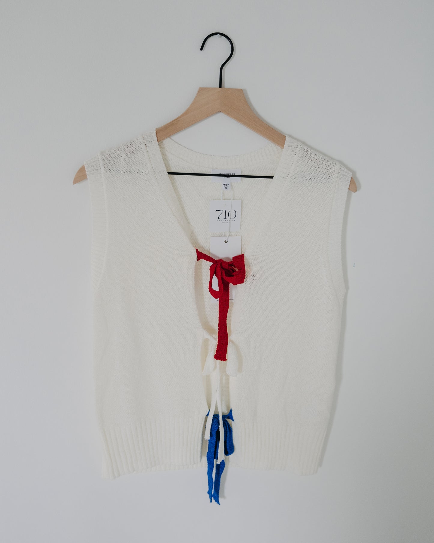 AnnieWear Front Tie Sweater Vest