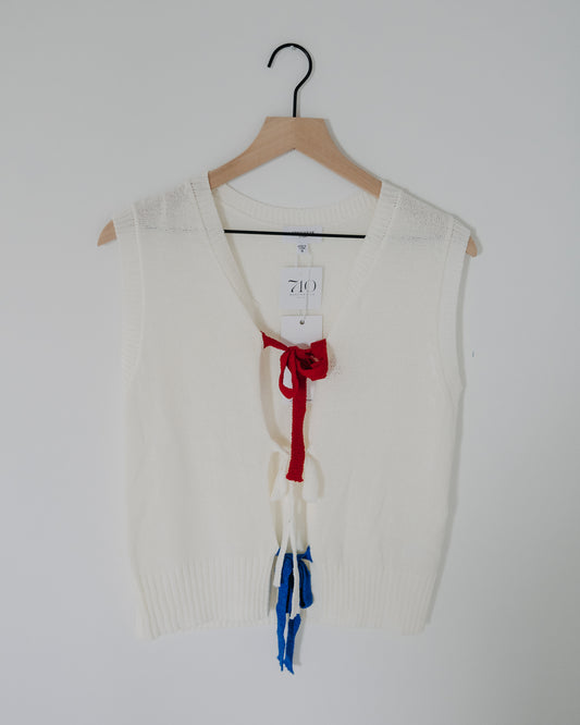 AnnieWear Front Tie Sweater Vest