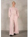 LaBiz Semi-Cropped Ribbed Sweatshirt in Powder Pink