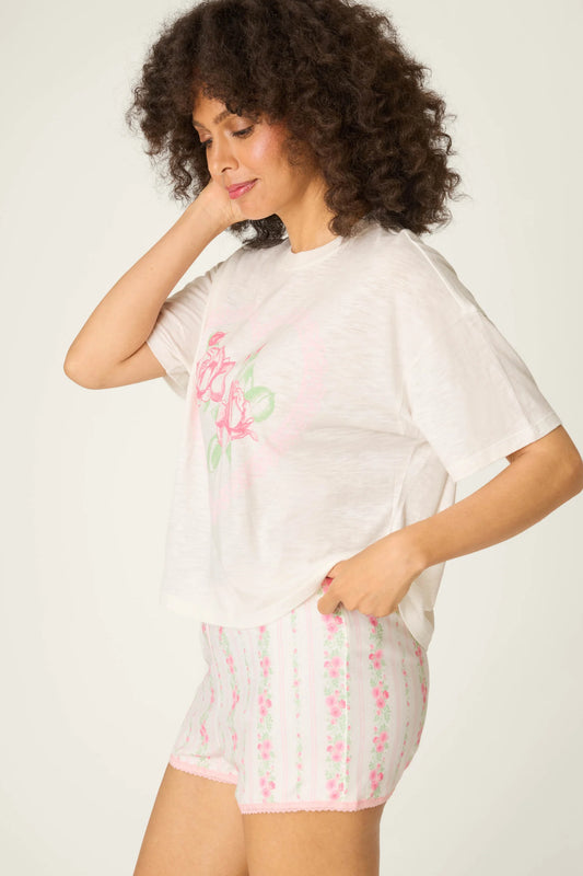 PJ Salvage Roses Are Pink Petal Dream Pointelle Shorts