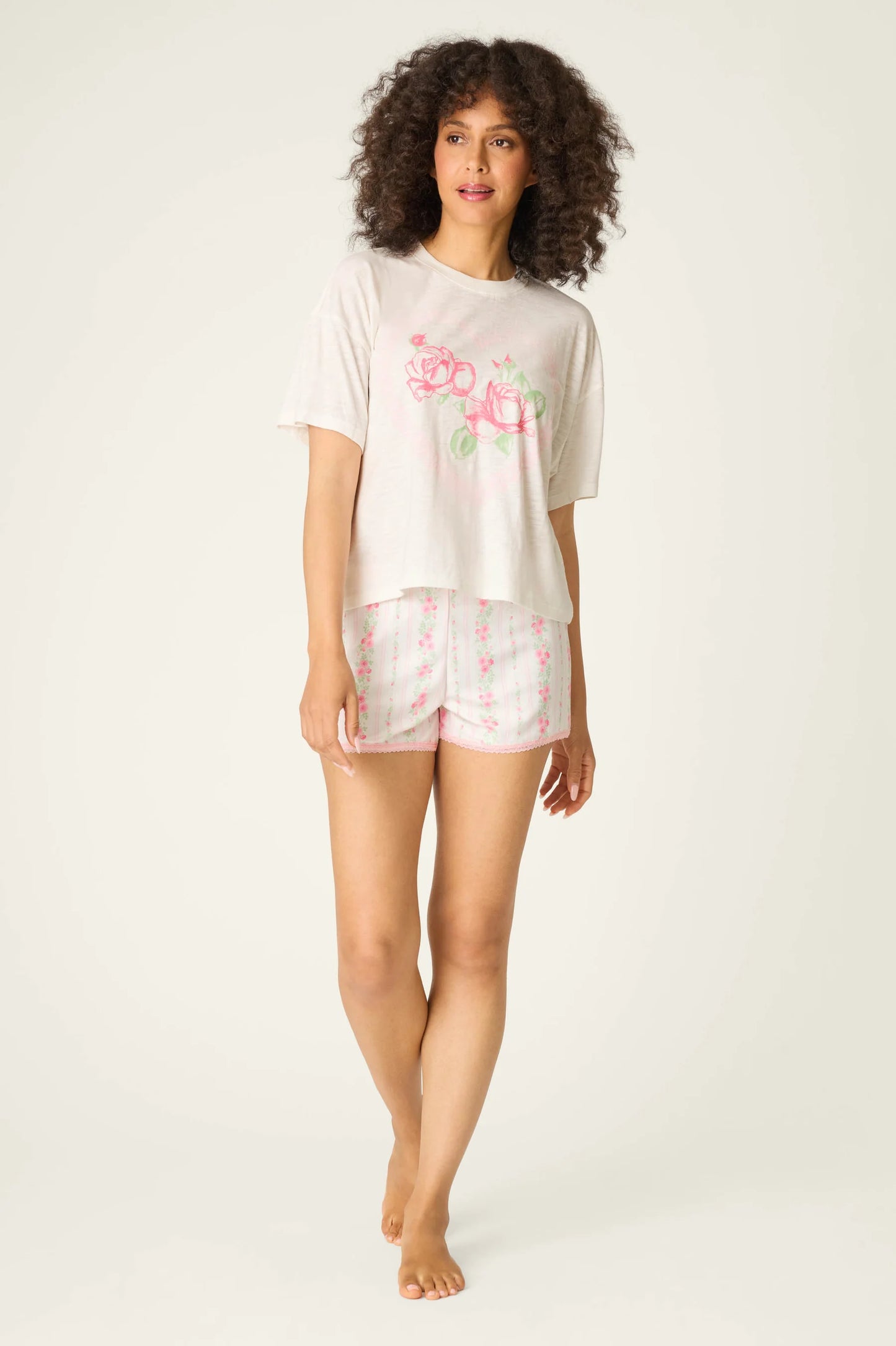 PJ Salvage Roses Are Pink Heart Bloom Graphic T-Shirt