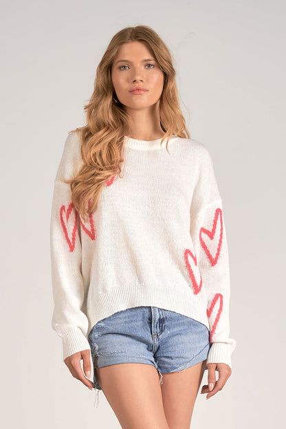 Elan Crewneck Hearts Sweater