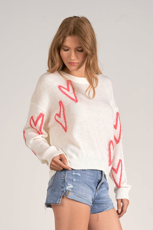 Elan Crewneck Hearts Sweater