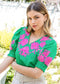 Smocked Sleeve Embroidered Top
