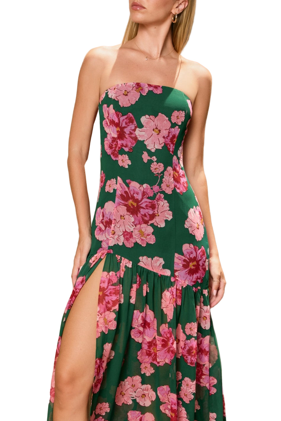 Dress Forum Desert Bloom Strapless Drop Waist Maxi Dress