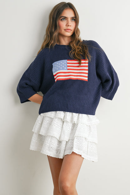 Buttermelon Flag Knit Sweater
