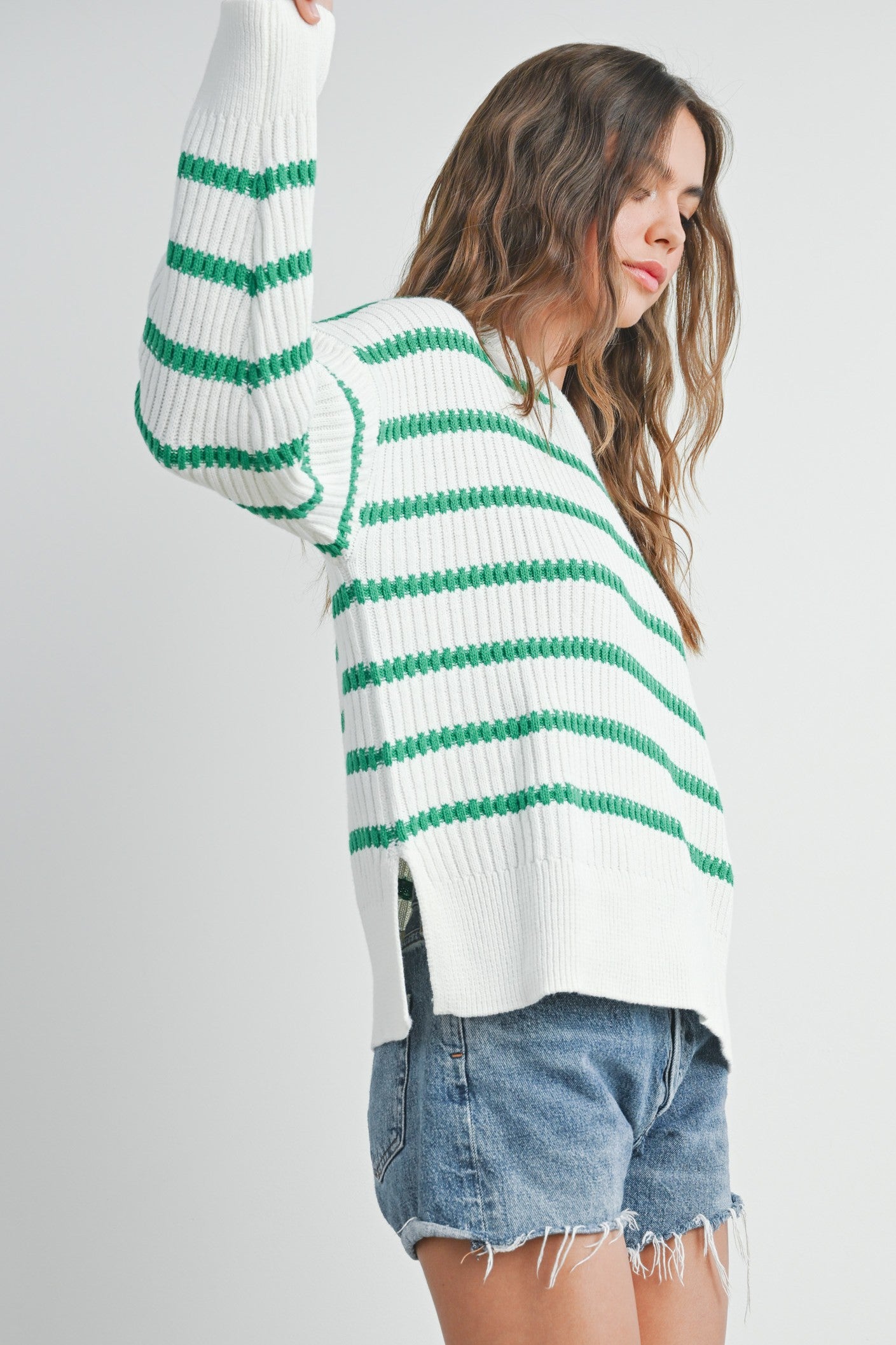 Buttermelon Boat Neck Striped Sweater