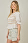 Mystree Lace and Poplin Stripe Top