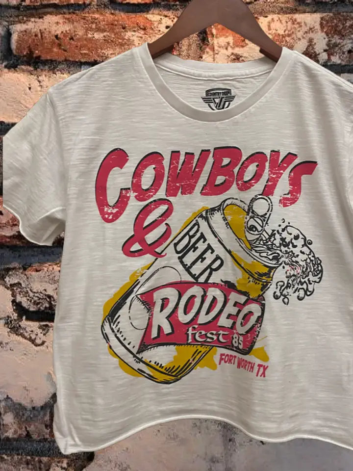 Cowboys and Beer Rodeo Fest 1988 Vintage Cropped Tee
