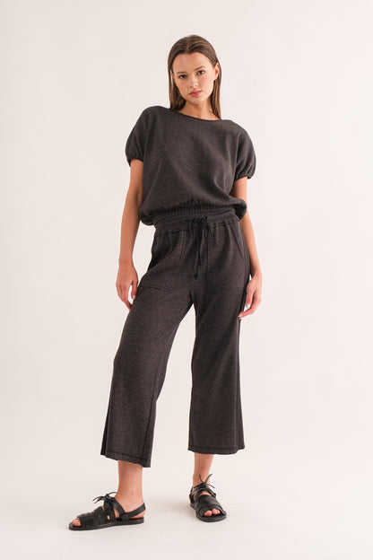 Waffle Two Tone Knit Pants