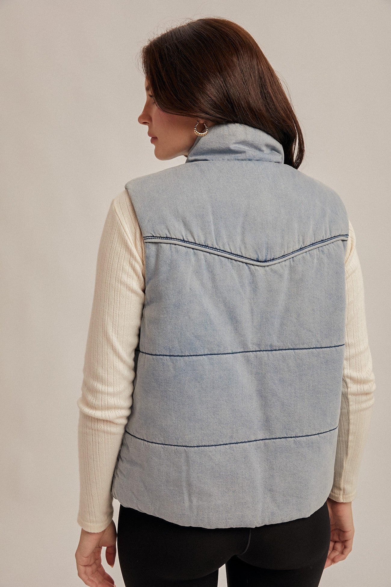 Hem & Thread Denim Puffer Vest