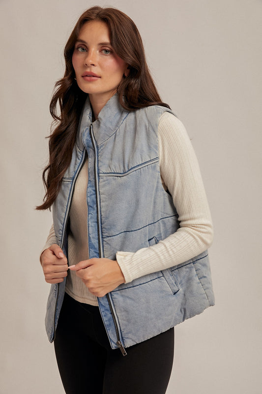 Hem & Thread Denim Puffer Vest