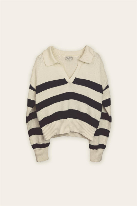 Triple Striped Collared Sweater
