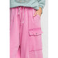 Easel Mineral Washed Wide Leg Cargo Pants