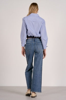 Elan Long Sleeve Button Down Tie Waist Top
