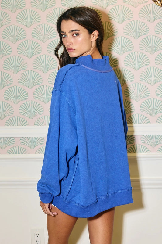 Bucketlist Vintage Wash Print Oversized Sweatshirt