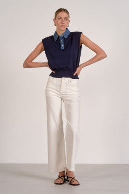 Elan Mix Media Cap Sleeve Sweater