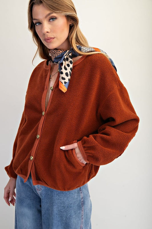 Easel Button Down Soft Washed Fleece Jacket
