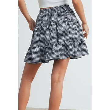 Buttermelon High Waist Tiered Check Skirt