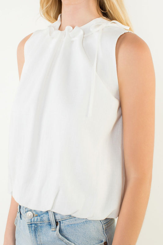THML Sleeveless Tie neck Ruffle Top