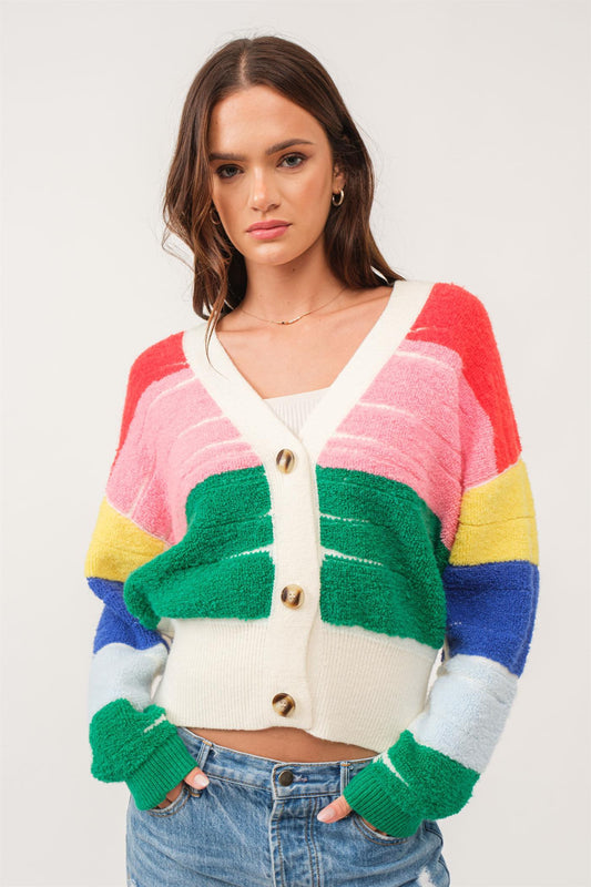 Cozy Plush Colorful Cardigan