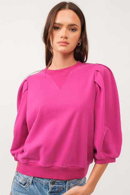 Puff Sleeve Detail Relaxed Fit Top