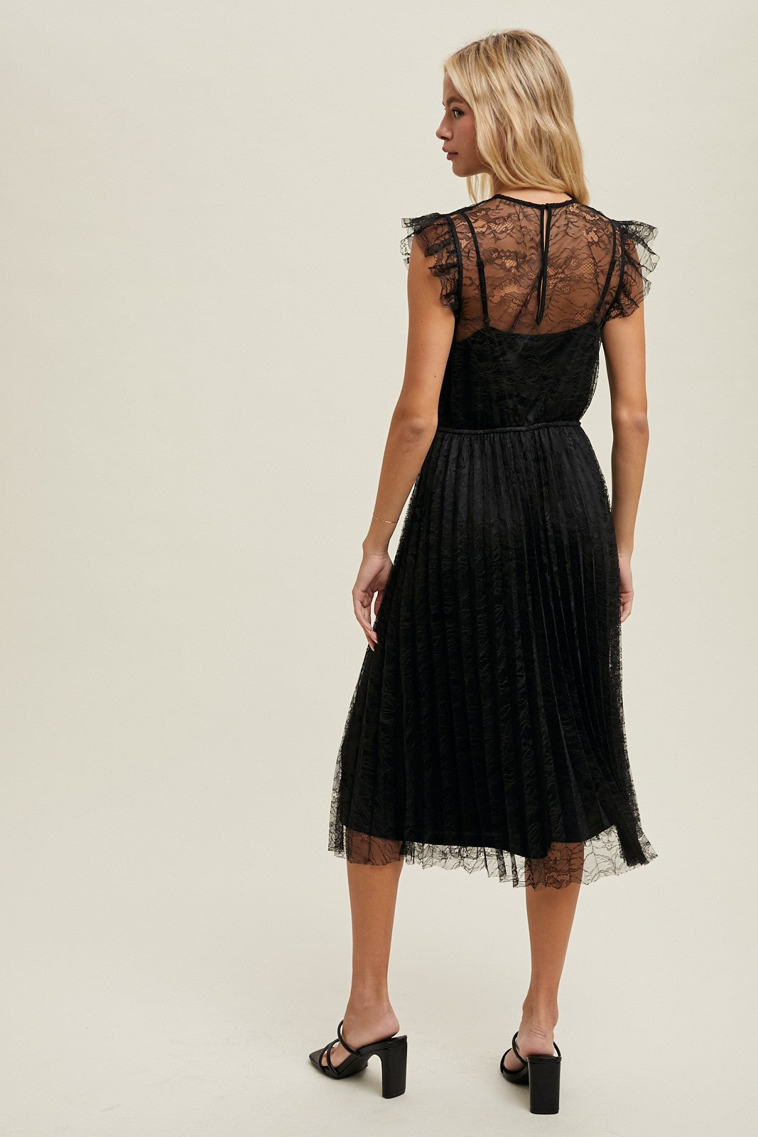 Wishlist Lace Pleated Midi Dress