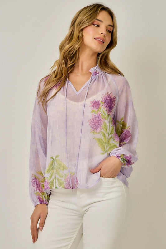 Mystree Ruffle Collar Peasant Blouse