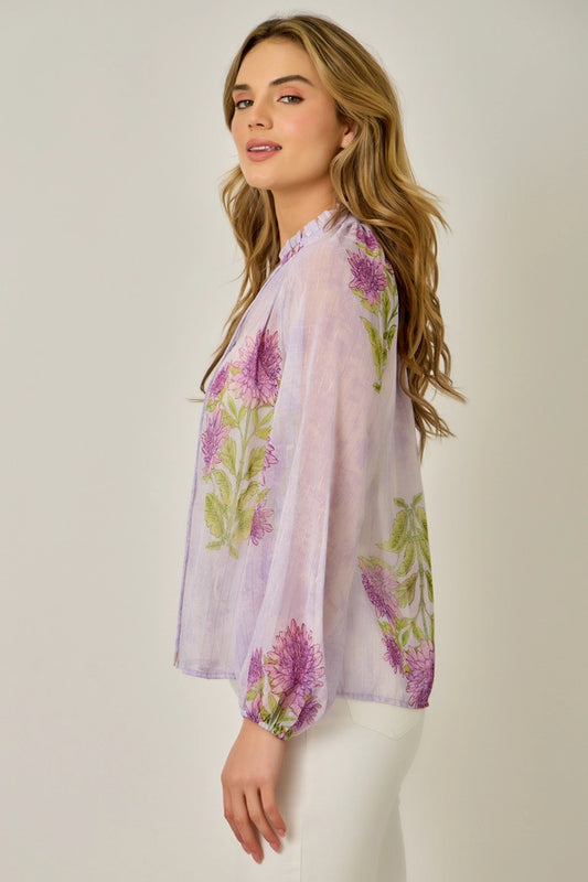 Mystree Ruffle Collar Peasant Blouse