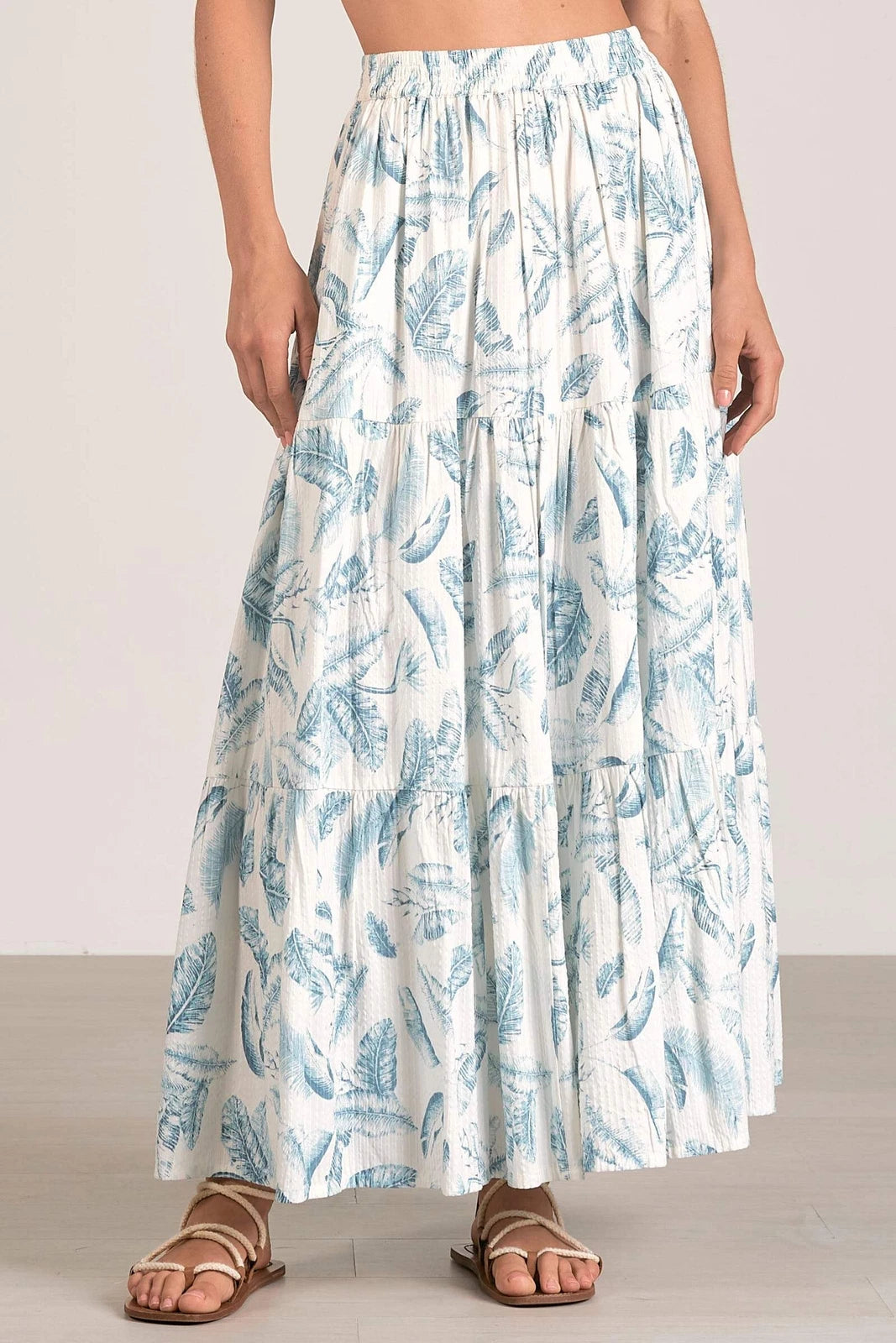 Elan Blue Lima Tiered Maxi Skirt
