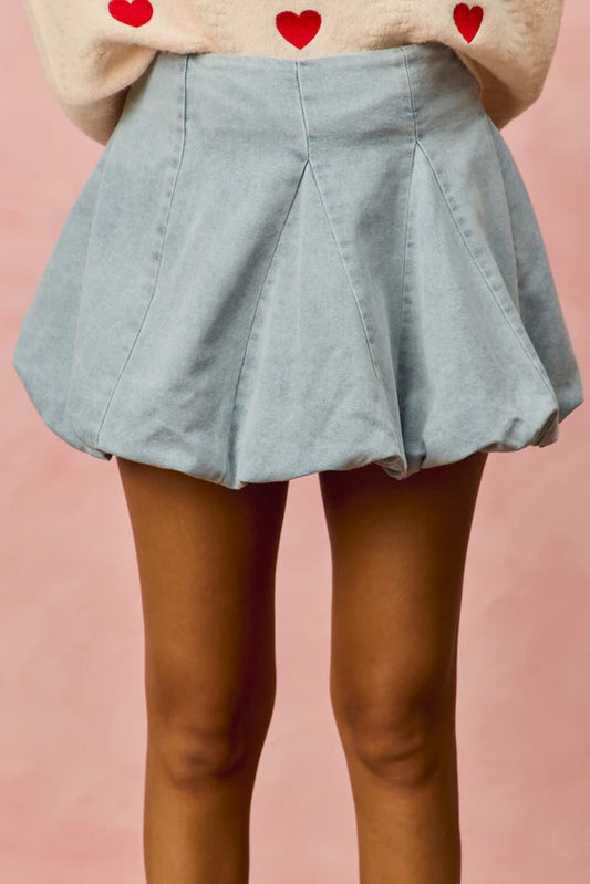 So Me Denim Bubble Mini Skirt